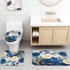 LQCOOL Blue Shower Curtain Set 4Pcs Flower Bathroom Sets with