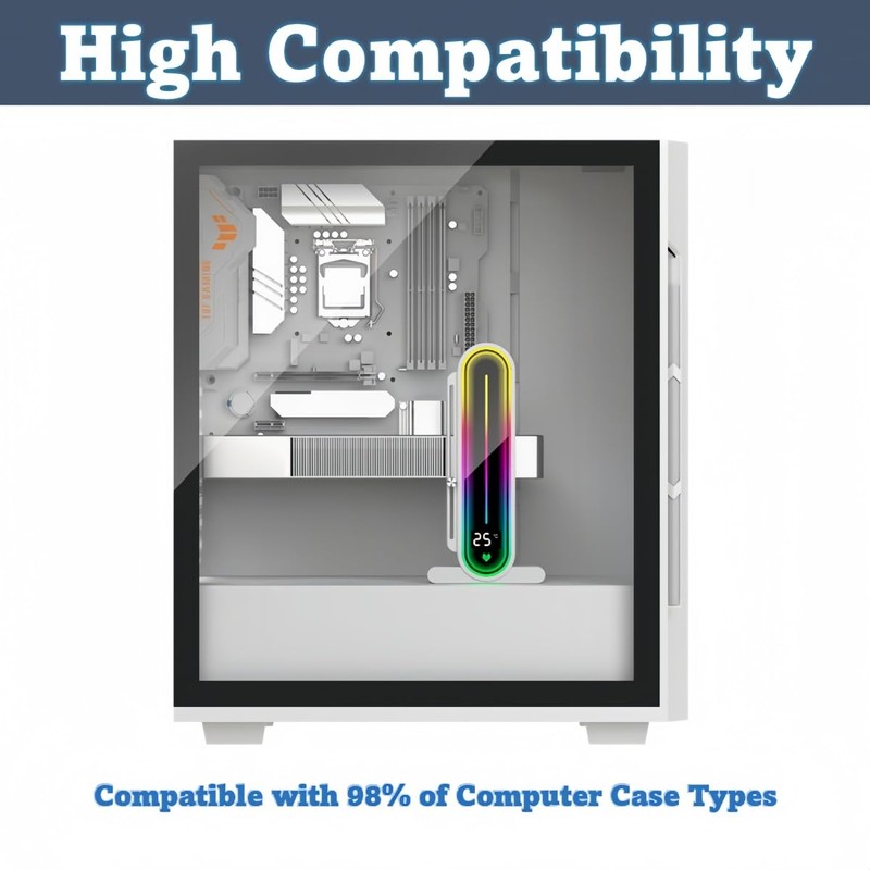 KLLsmDesign Height Adjustable RGB GPU Support with Integrated Temperature Display,