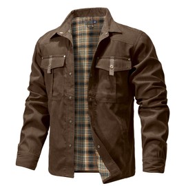 KAVIANA Men's Shirt Jacket Shacket with Flannel Lined Casual Snap Button Overshirt Western Cowboy Jackets Fall Clothing