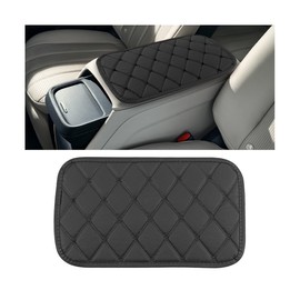 HZEL Car Center Console Cover, Leather Waterproof Automobile Armrest Seat Box Cushion Pad, Comfortable Vehicle Interior Protector Accessories, Universal for SUV, Truck, Sedan (Black)
