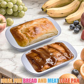Shinsin 9x5 Loaf Pan, 2-SET Meatloaf Pan with Drain Tray, Small Bread Pans with Insert Lift, Bakeware Oven-Safe Loaf Baking Mould for Homemade Sourdough & Sandwich Bread, Silver