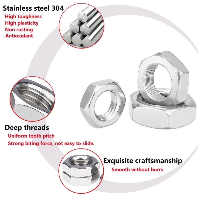 Ctyjia 30 PCS Hex Thin Nuts M5 Locking Nuts, 304