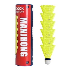 MANJHONG Badminton Birdies - Great Balance - Nylon Badminton Shuttlecocks for Recreational Play Backyard Game Training, 6 Pack Yellow(Cork)