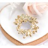 Gyn&Joy Clear Crystal Rhinestone Floral Wreath Pin Brooch BZ005