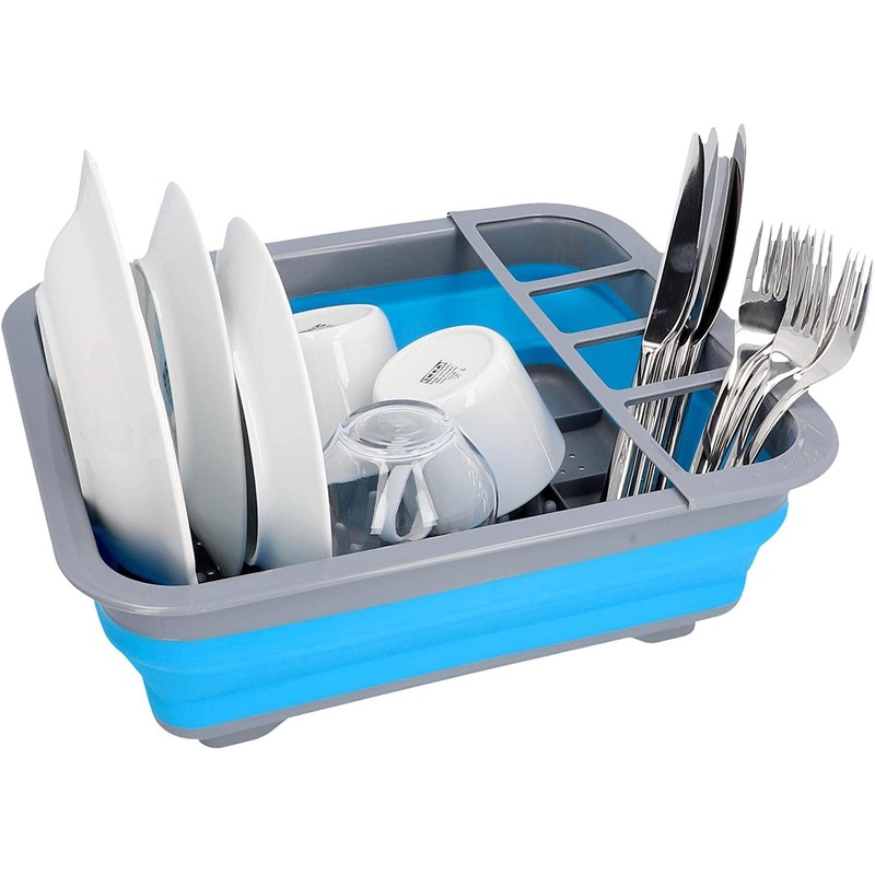 cartrend Caravan Dish Drainer Foldable Dish Drainer Plate Glasses Cup