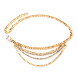CHIC DIARY Chain Belt for Women Metal Gold Waist Chain Multi-Layer Rhinestone Body Chains for Dress