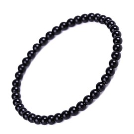 4mm Obsidian Crystal Bracelet for Women Kids Teens Feng Shui Black Wealth Bracelet Reiki Bracelet Jewelry Crystal Stone, Stone