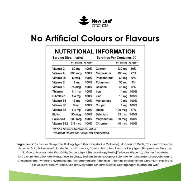 New Leaf Products Multivitamins Minerals Tablets