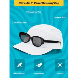 OnWander Lightweight 5 Panel Baseball Caps for Women Men, Breathable Mesh Running Hat, Sport Cap for Golf, Cycling, Tennis, Hiking, Camping - UPF 50+ & Moisture-Wicking & Portable White