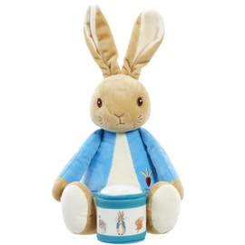 Rainbow Designs Bedtime Cuddles with Peter Rabbit - Classic Character Soft Toy with Starry Night Sky Projecting Nightlight Lantern & Lullaby Sounds