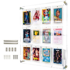 ELITIK Acrylic Card Display Case for Graded Cards, Holds 12 ONE Touch 55pt to 180pt Slabs on The Frame, for Wall Mount or Desktop - Clear View Show Your Trading Cards Sports, Baseball, Basketball...