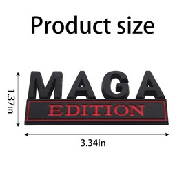 AICEL MAGA Edition Car Emblem, 3D Fender Metal Badge Decal Replacement, Strong Adhesive Tailgate Trunk Sticker, Letter Logo Auto Hood Decor Nameplate, Car Accessories for Truck, SUV, RV