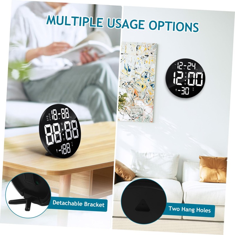 ULTECHNOVO Large LED Wall Clock with Remote Control Round Digital