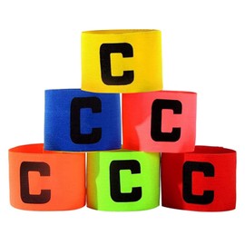 FANNITE Pack of 6 Football Captain's Armband Elastic Captain's Armband Adjustable Captain's Armband Football Game Armband Velcro Foot Ball Elastic Wristbands for Multiple Ball Sports