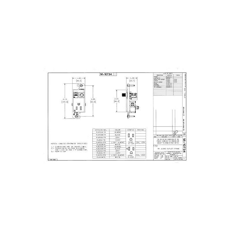 Bryant Electric RJ650BKTR tradeSELECT JLOAD Tamper-Resistant Multimedia Outlet with Cat.