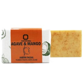 Jabón facial en barra Anti-acné, hidratante antibacteriano, Paquete de 2 jabones: Iluminador con Cúrcuma e Hidratante de Agave - Marca ÓLEO NATURA