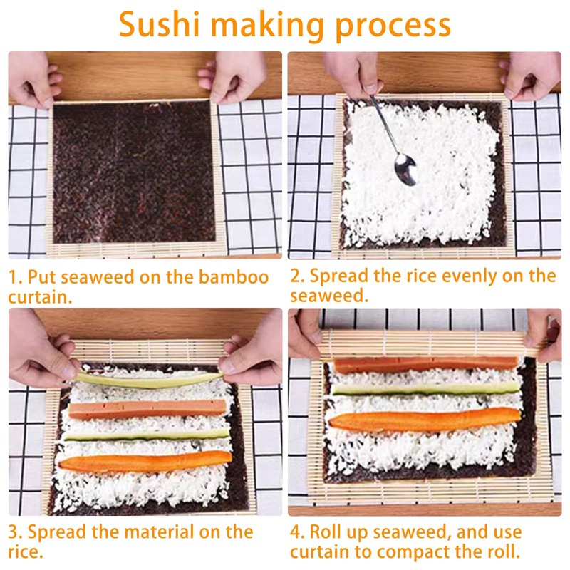 LZYDKH 6PCS Sushi Mat, Sushi Rolling Mat 24cm x 24cm