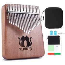 TREELF Kalimba 21 Keys Thumb Piano Mbira Finger Piano Gifts for Children and Adults Beginners (Wood Colour)