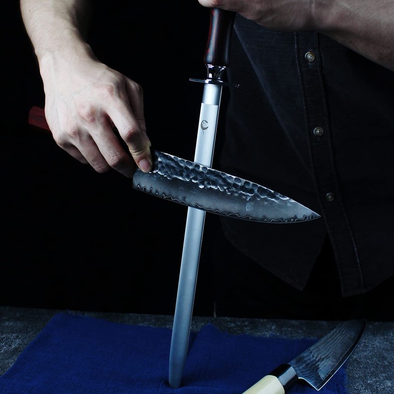 HIDAMOS High Hardness Honing Steel 12 Inches Flat Knife Sharpener