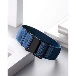 BINLUN Elastic Nylon Watch Band Navy Divers Parachute Fabric Replacement Hook-and-Loop Watch Strap 18/20/22mm(Blue,22mm)