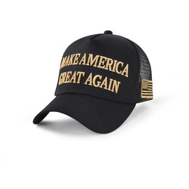 D.T M.A.G.A Hat - Baseball Cap with USA Flag, Slogan "Make. America. Great. Again" & "Never Surrender," Unisex, Presidents' Day - group: Black MAGA Mesh Cap 001