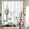 RnnJoile Western Shower Curtain Aztec Cactus Desert Bath Curtain Black