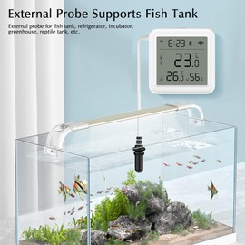 eMylo Thermometer Indoor Outdoor Hygrometer WiFi App Alert Data Export Freezer Aquarium Thermometer Digital for Fridge, Aquarium, Baby Room, Aquarium Accessories, White, 5.6 x 5.6 cm