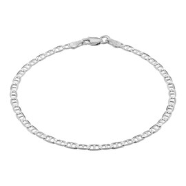 KISPER Solid 925 Sterling Silver Chain Bracelets for Women, Waterproof Tarnish Resistant, 3mm Mariner Link Bracelet, 7 Inch