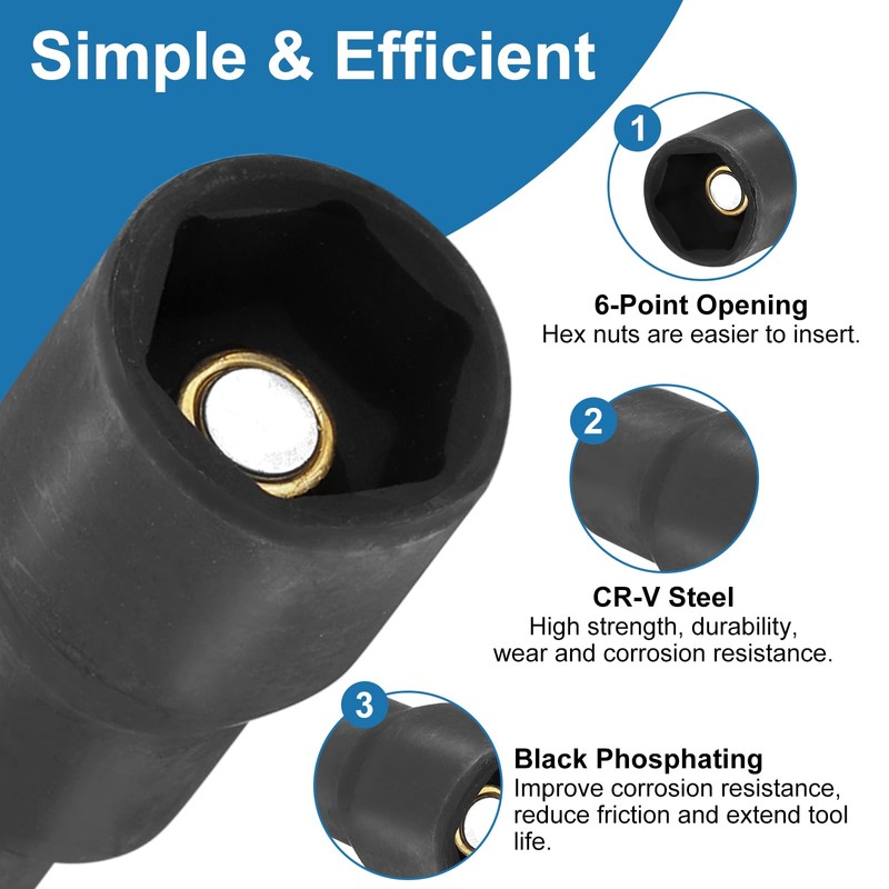 sourcing map Hex Nut Driver Drill Bit 11/32" 6-Point Socket