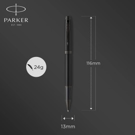 PARKER IM Rollerball Pen Matte Black with Black Trims Fine Tip with Black Refill Gift Box