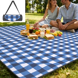 Tomeurperf Large Picnic Blanket Beach Blanket, 80''x80'' Outdoor Mat Waterproof Blanket Beach Mat for Beach Camping Grass Lawn Park - Blue