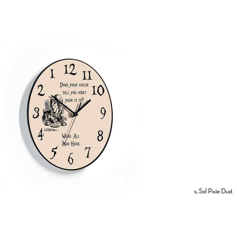 Reverse Wall Clock - Alice Clock - Mad Hatter -