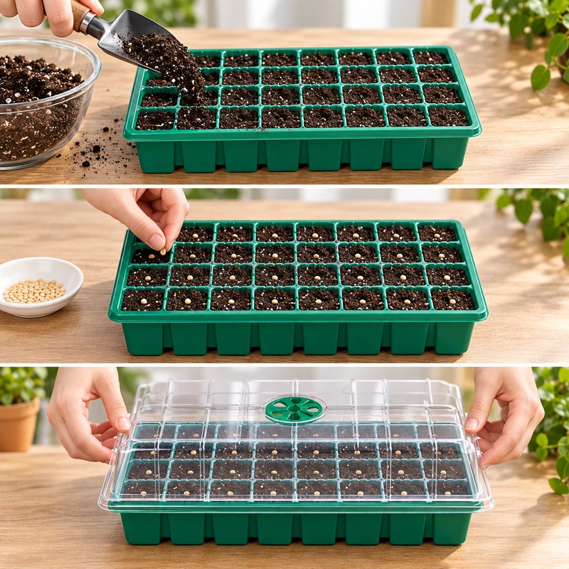 40-Cell Seed Starter Trays for Plant Propagation – 3-Piece Set