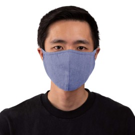 Auliné Collection Made in USA Cotton Fabric Washable Reusable Fashion Face Mask, Denim 1 PK