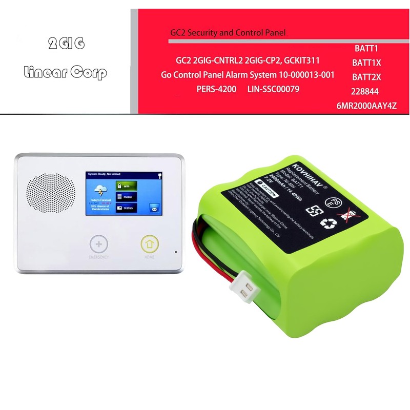 BUSFUIVA New Upgrades 2GIG 228844 Battery Compatible with 6MR2000AAY4Z BATT2X