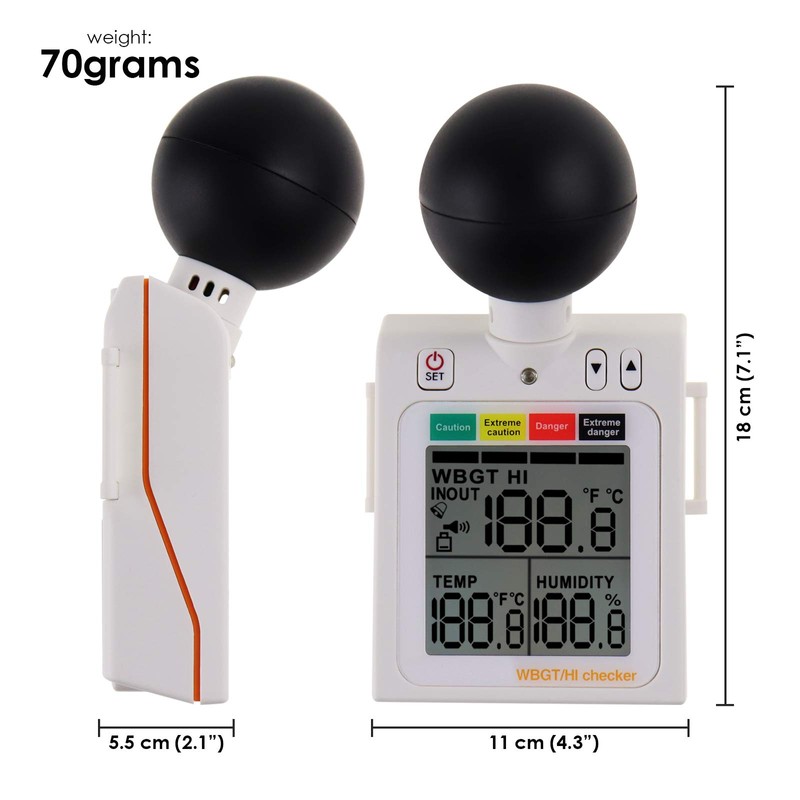 Wearable 2-in-1 WBGT + HI Heat Index Checker Wet Bulb