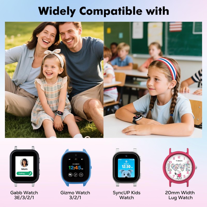 3 Pack 20mm Nylon Kids Band Compatible with Gizmo/Gabb/SyncUP/Cosmo JrTrack