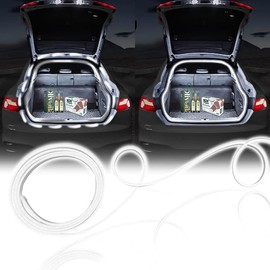 NHHEO - Tira de luz LED dinámica para maletero de coche, 79 pulgadas, tira de luces de neón impermeable de silicona de corte flexible, iluminación ambiental interior de 12 V para coches, SUV (blanco)