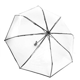 Haofy Clear Umbrella Foldable Transparent Umbrella Umbrellas Portable Triple Fold Women's Fashion Umbrella Clear Bubble Canopy (Black)