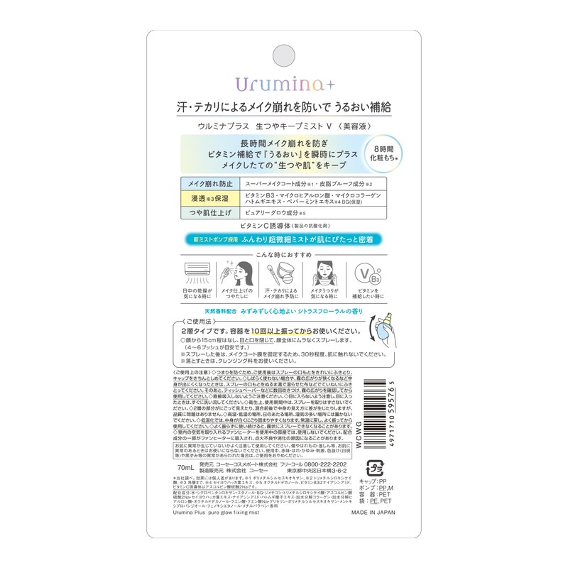 Urumina Plus Glossy Keep Mist V Makeup Crumble Prevention, Mist