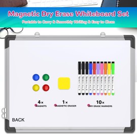 Monthly Calendar Whiteboard Dry Erase Cork Board Combination for Wall, 24"x18" Magnetic Dry Erase Board, Double-Sided White Board, Portable Board for Office, Kitchen, Planning, Memo, School, Home