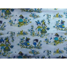 VINTAGE RARE & OOP 1950's 60's Lime & Aqua STRAW HAIR BOYS, GIRLS, CAT, FISHING