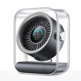 Rechargeable USB Desk Fan, Quiet Table Fan with Turbo Airflow, 100 Speeds, Digital Display, 90° Rotating, Small Battery Desktop Fans for Bedroom Home Office Travel, Black