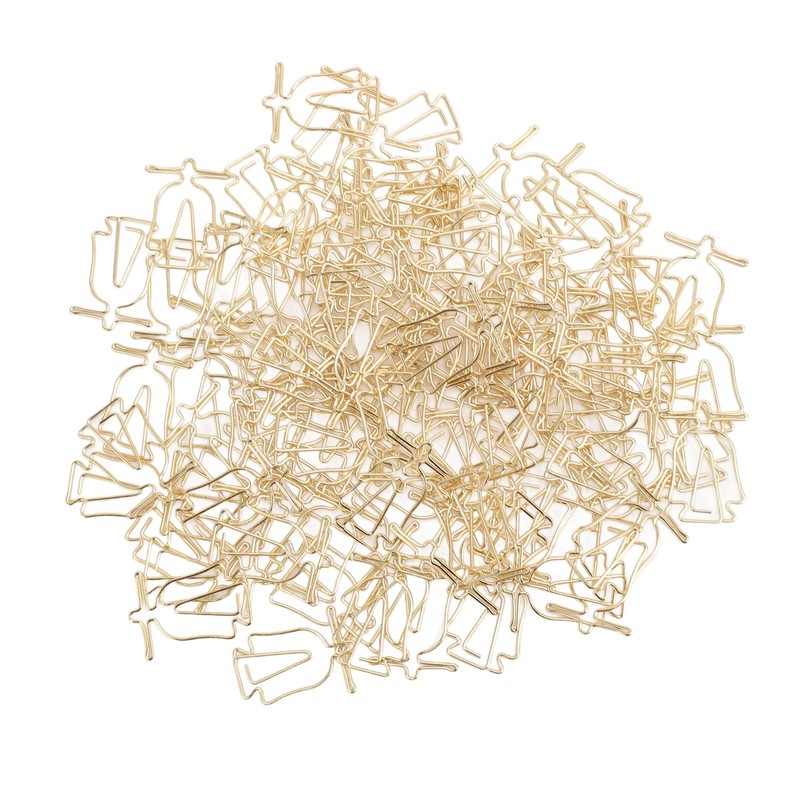 100Pcs Gold Paper Clips Cute Shape Stainless Steel Multifunction Metal