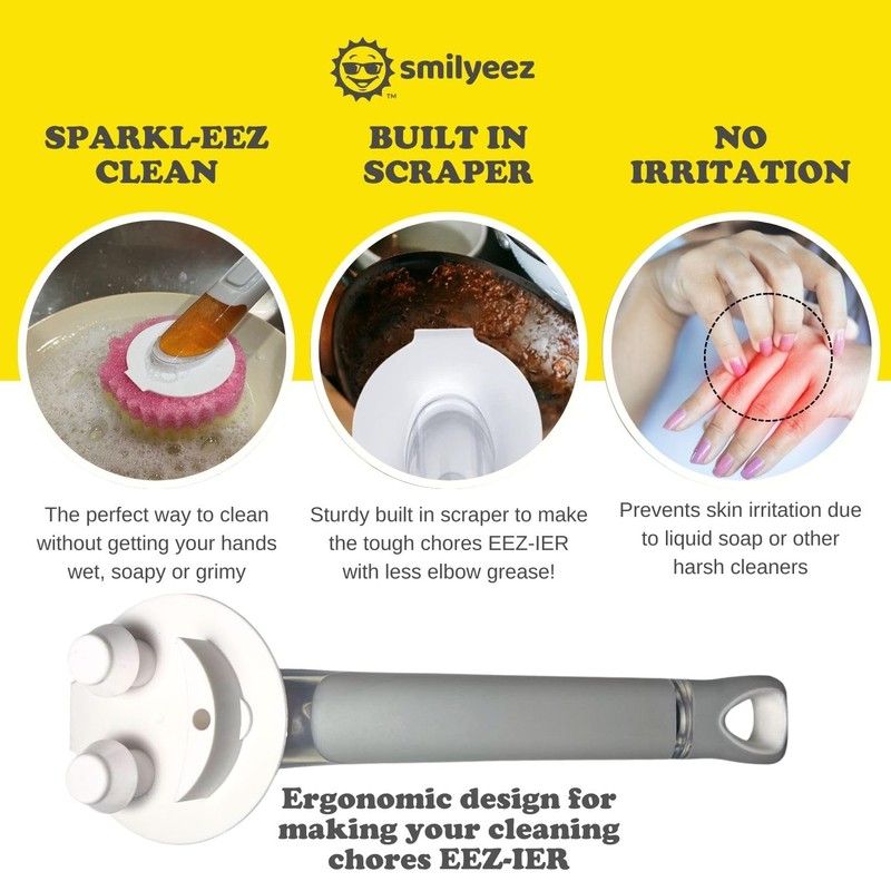 The Original Smiling Sponge Handle Soap Dispensing Handle by Smilyeez