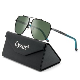 Cyxus Polarized Aviator Sunglasses for Men Classic Sports UV Protection sunglasses for Golf Driving Fishing 1063 Black