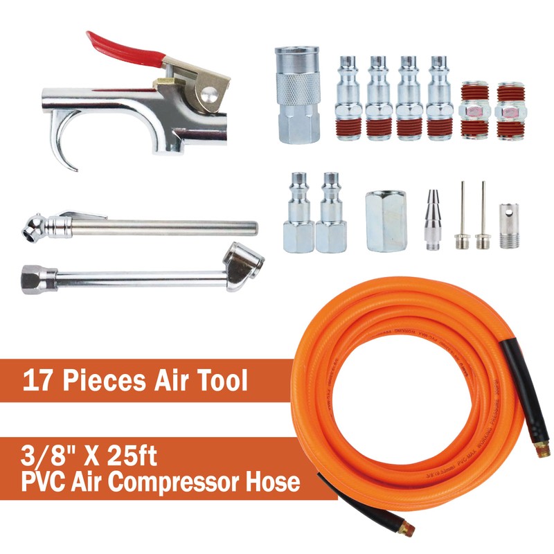 MELPRISU 17 Pieces Air Tool Kit 3/8" X 25ft PVC