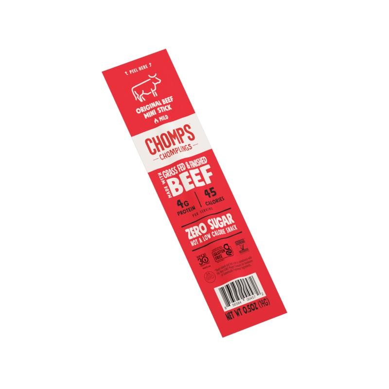 CHOMPS Mini Original Grass Fed Beef Sticks, 6 Ct