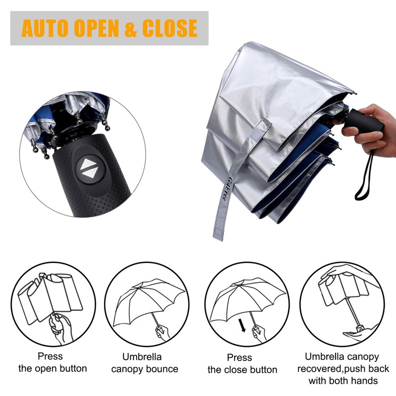 G4Free UPF 50+ UV Protection Travel Umbrella 46 Inch Windproof