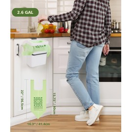 2.6 Gallon Compostable Bags with Handle Tie, AYOTEE 75 Count Mini Compost Kitchen Food Scrap Waste Bags, Certified By ASTM Standard Compostable Trash Bags for Kitchen Compost Bin Green